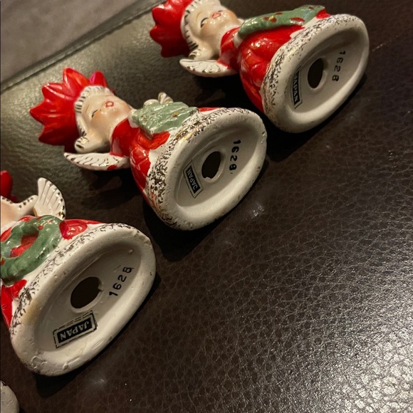 VINTAGE NAPCO NOEL POINSETTIA ANGELS CANDLE HOLDERS #1628 JAPAN - Picture 8 of 10